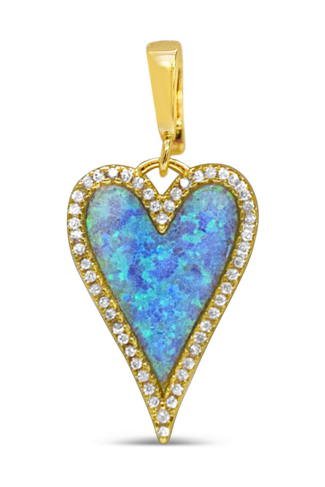 Charm Era Gold Blue Opal Heart Charm CE-147-G