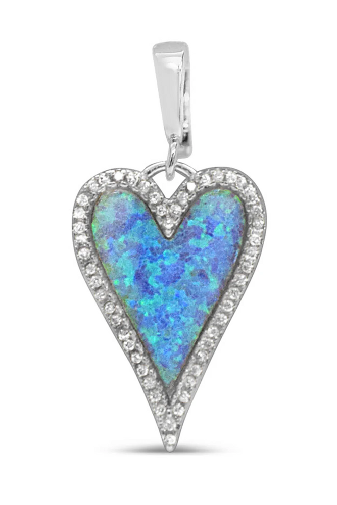Charm Era Silver Blue Opal Heart Charm CE-147-S