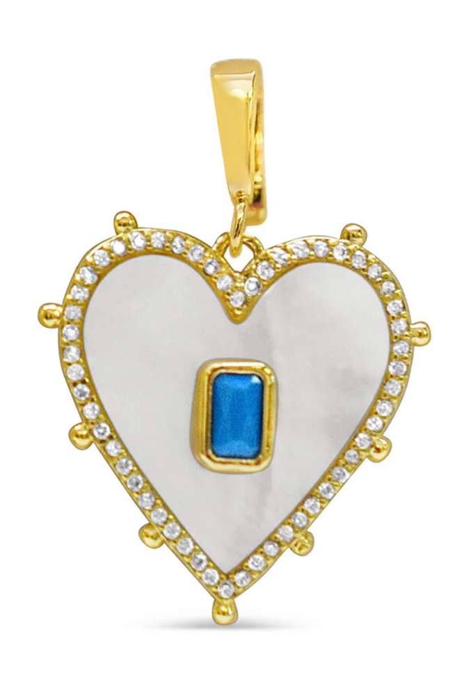 Charm Era Gold Pearl Turquoise Heart Charm CE-149-G