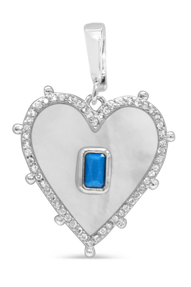 Charm Era Silver Pearl Turquoise Heart Charm CE-149-S