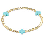 Enewton Signature Cross Gold Bead Bracelet-Turquoise BSCGP3T