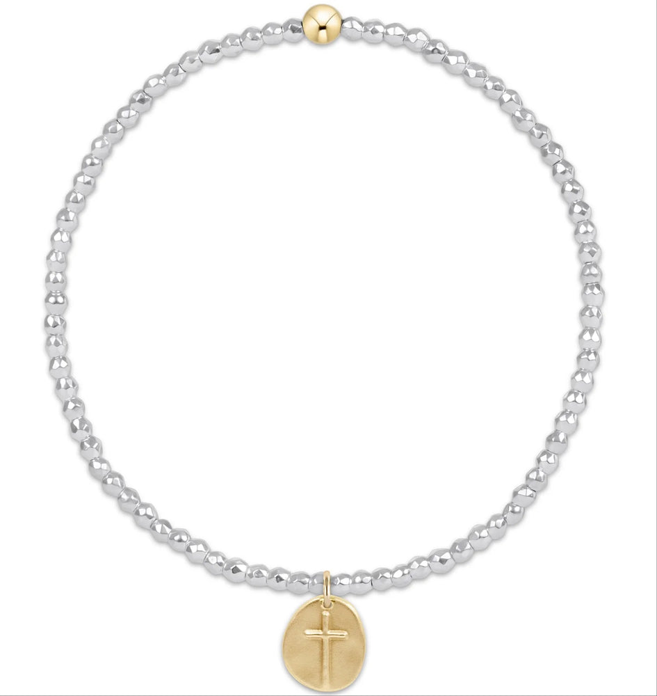 Enewton EXTENDS bright silver faceted hematite 2mm bead bracelet - inspire small gold charm BEXBRSILFHEM2INSSMG