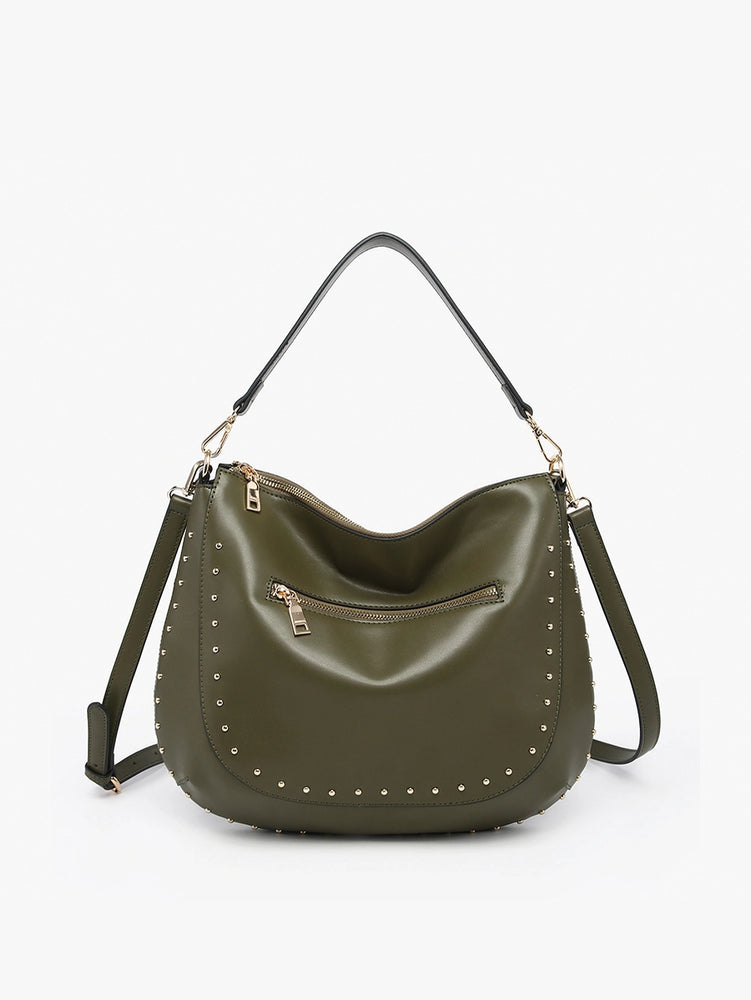Jen & Co Olive Aurelia Studded Hobo Crossbody M2630-OLV
