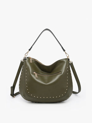 Jen & Co Olive Aurelia Studded Hobo Crossbody M2630-OLV