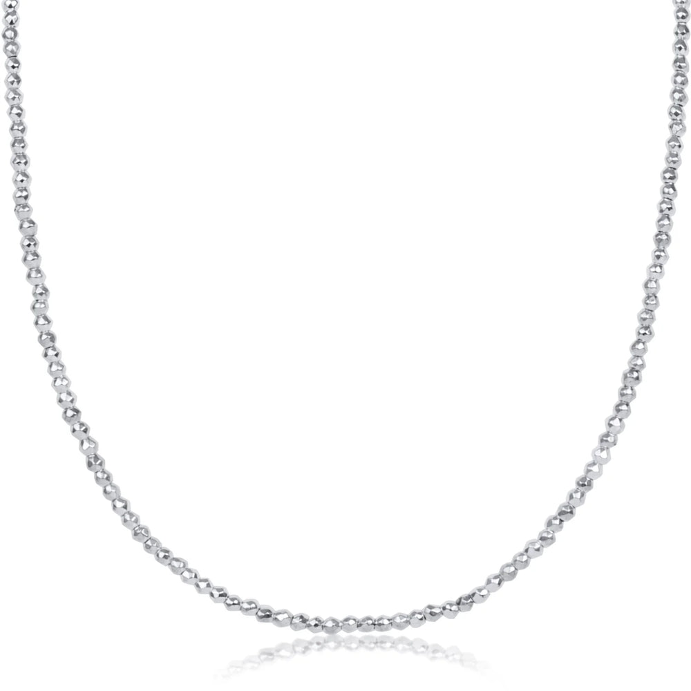 Enewton 15" choker bright silver faceted hematite 2mm bead N15BRSILFHEM2