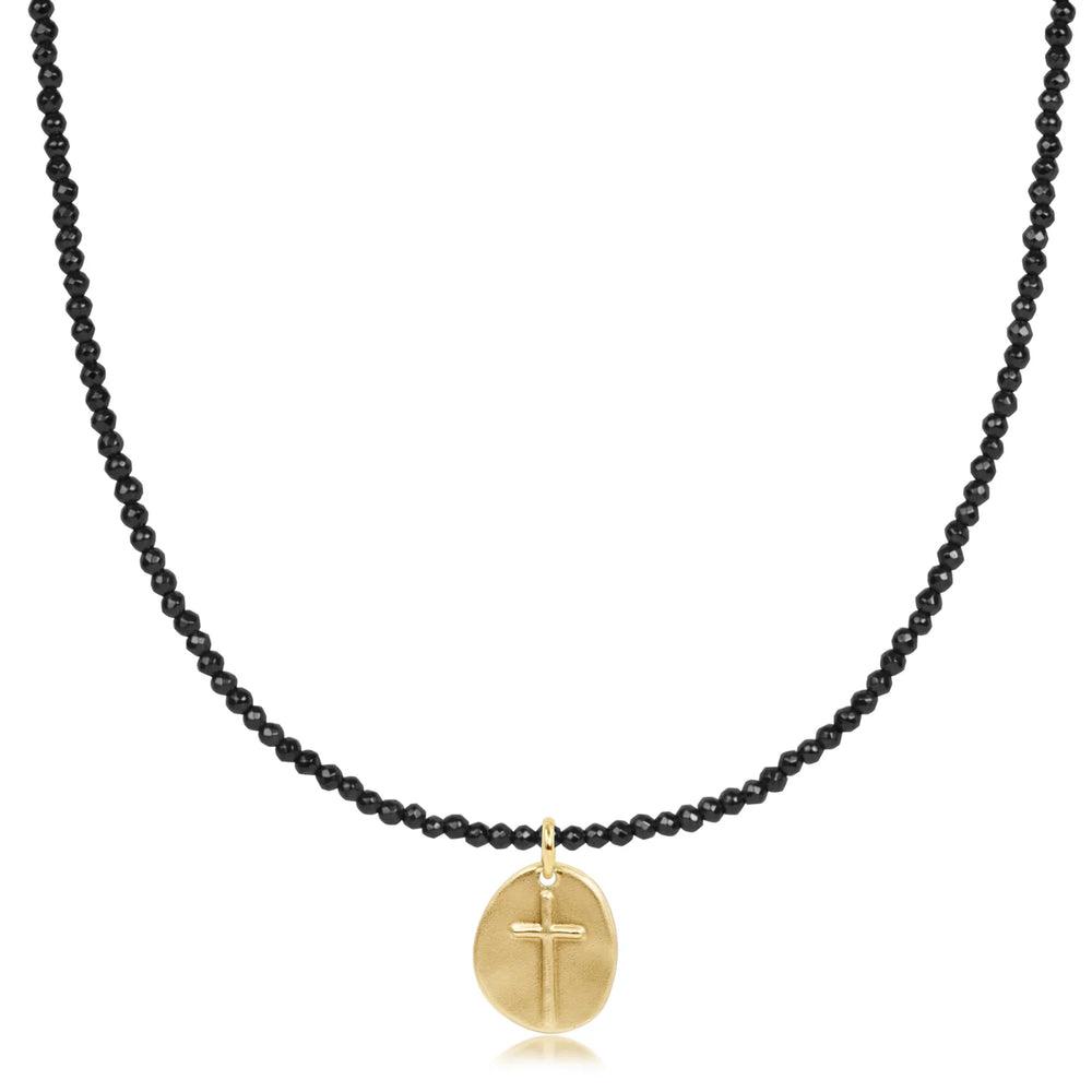 Enewton 17" choker faceted hematite 2mm bead - inspire small gold charm N17FHEM2INSSMG