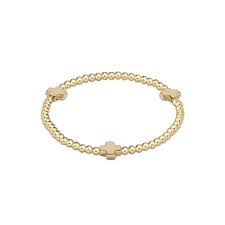 Enewton Signature Cross Gold Pattern 3mm Bead Bracelet - Gold BSCGP3GLD