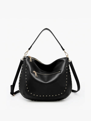 Jen & Co Black Aurelia Studded Hobo Crossbody M2630-BK