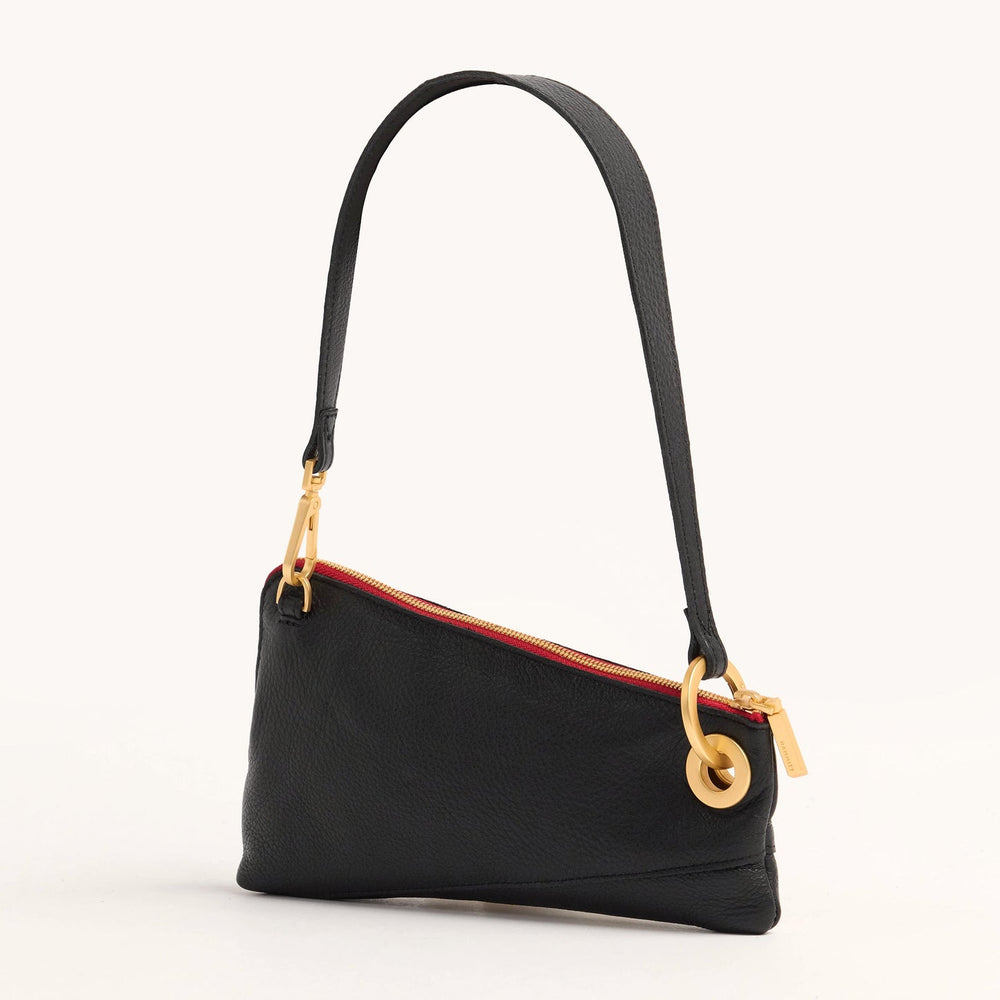 Hammitt Nash Pochette - Black/Brushed Gold Red Zip