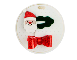Mud Pie Santa & Red Bow Hair Clips 10160176B