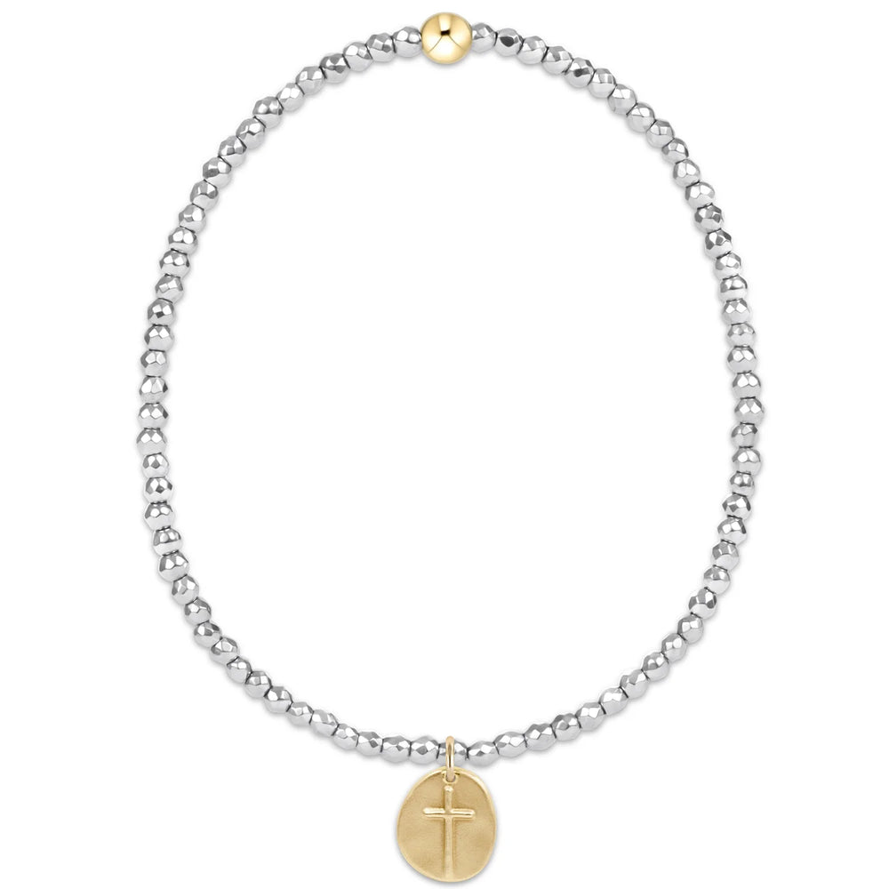 Enewton EXTENDS silver faceted hematite 2mm bead bracelet - inspire small gold charm BEXSILFHEM2INSSMG