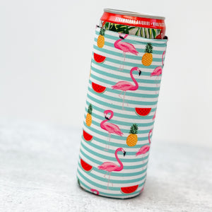 Insulated Skinny Can Cooler Fruit Flamingo