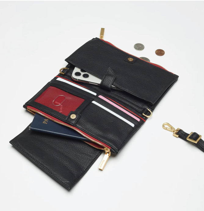 Hammitt Bags- Small Levy Crossbody Black with Red and Gold