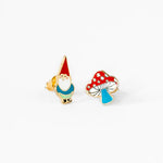 J208 Gnome and Mushroom Post Earrings