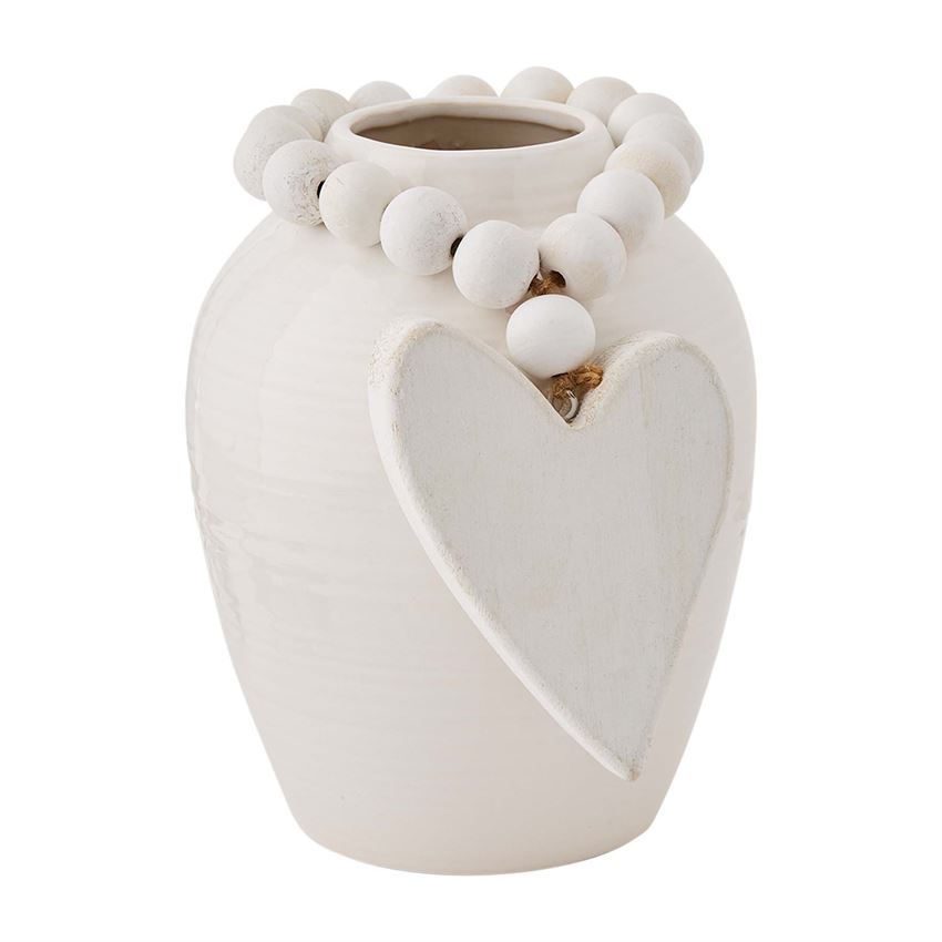 Mud Pie Vase with Heart and Beads *PICK UP ONLY*