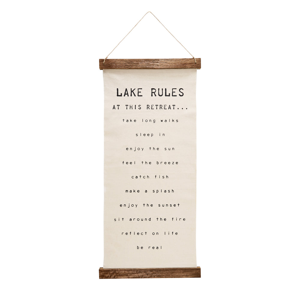Mud Pie Lake Rules Hanging Canvas 41280015 *PICK UP ONLY*