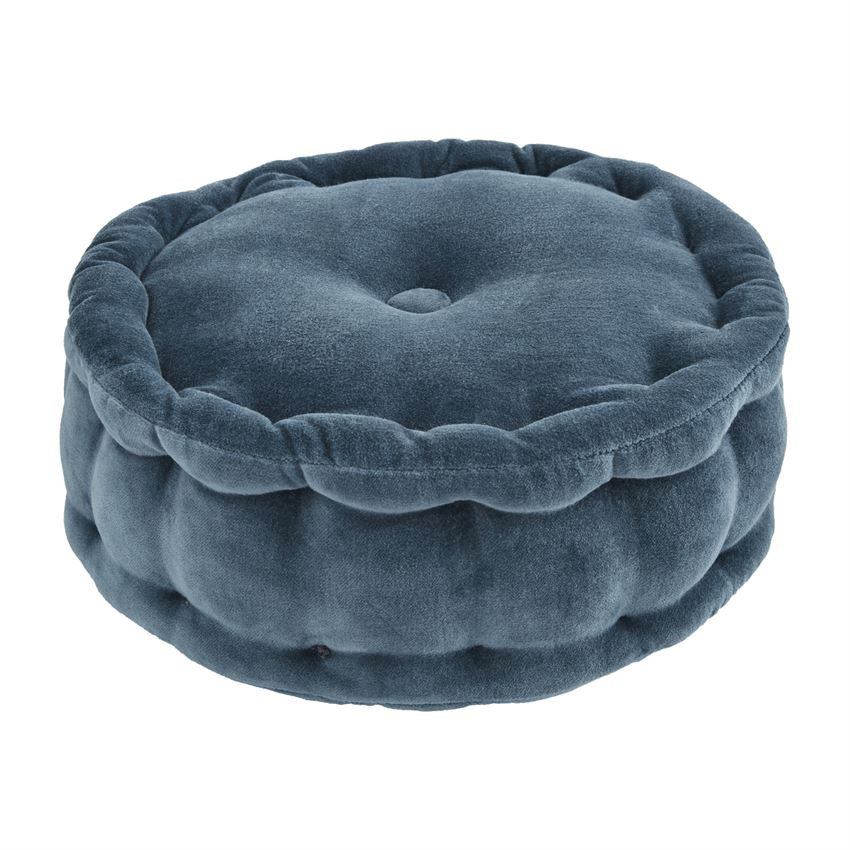 Mud Pie Velvet Tufted Pillow Blue