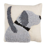 Mudpie Gray Dog Hooked Pillow 41600512D