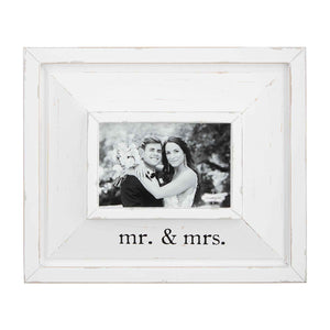 Mud Pie Wooden Distressed Mr. & Mrs. White 4x6 Frame 46900467