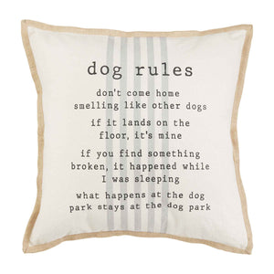 Mud Pie Dog Rules Jute Pillow 41600678R *PICK UP ONLY*