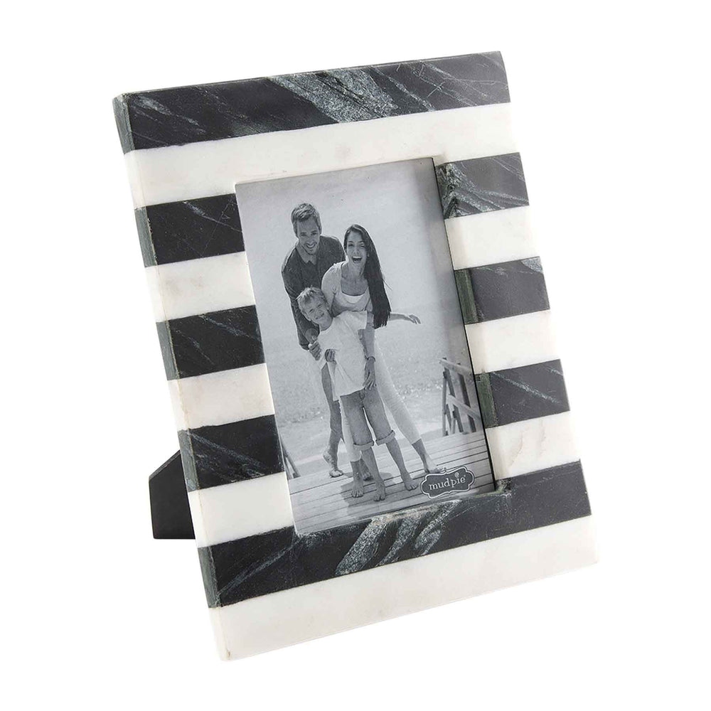 
            
                Load image into Gallery viewer, Mud Pie Black &amp;amp; White Stripe Marble 5x7 Frame 46900479 *PICK UP ONLY*
            
        