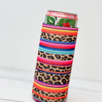 Insulated Skinny Can Cooler Leopard Stripe