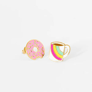 J213 Coffee/Donut Post Earrings