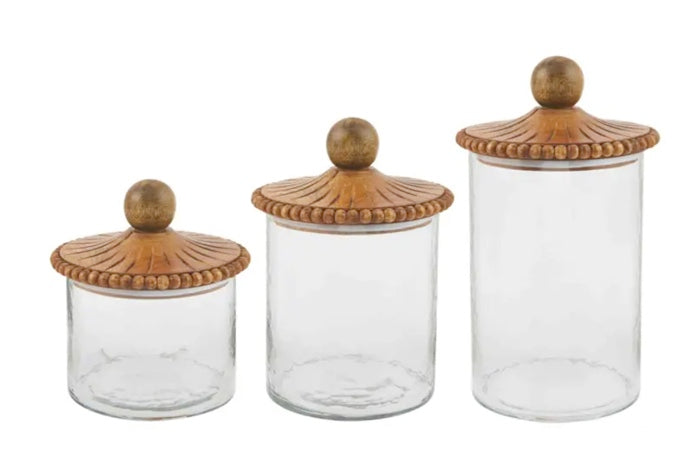 Mud Pie Beaded Glass Canister Set 49300039 *PICK UP ONLY*