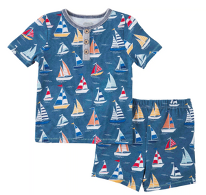 Mud Pie Sail Boats Pajama Shorts Set 10860029