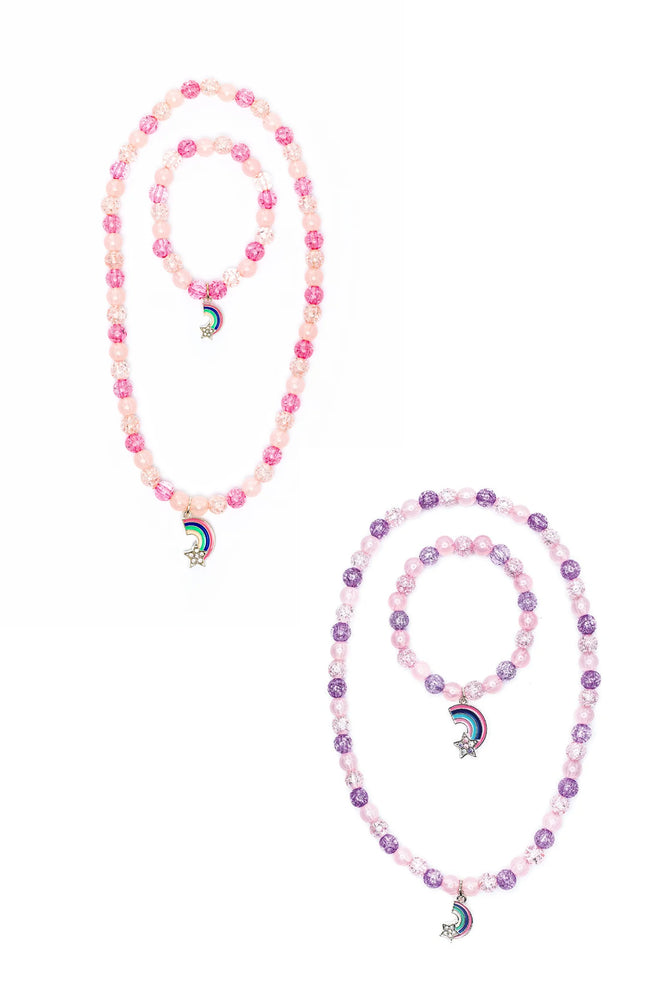 Great Pretenders Purple/Pink Rainbow Necklace & Bracelet Set 86124