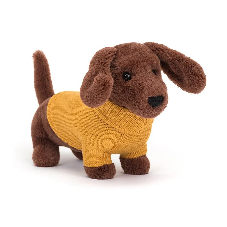 Jellycat I Am Yellow Sweater Sausage Dog S3SDY