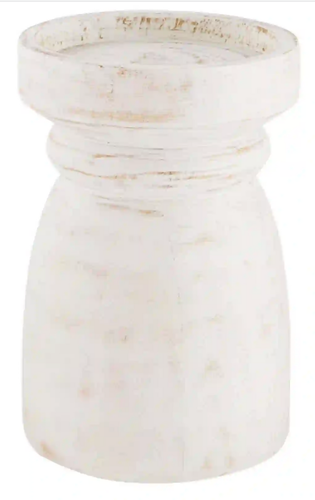 Mud Pie Small White Washed Candlestick 40960040S