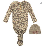 Jane Marie Infant Gown and Beanie Set Leopard