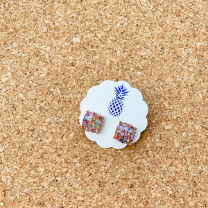 
            
                Load image into Gallery viewer, Square Glitter Stud Earrings
            
        