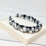 Knotted Headband Dark Navy Blue Check