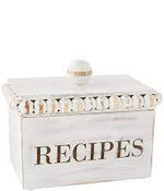 40500002 Mud Pie White Beaded Recipe Box