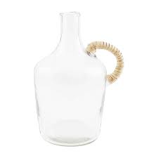 Mud Pie Large Glass Jug with Wicker Handle