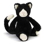 JellyCat I am Medium Bashful Black and White Kitten BAS3BWC