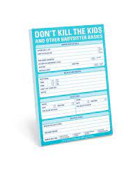 Knock Knock Babysitter Basics Notepad