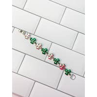 Silvertone and Green Clover Magnetic Bracelet