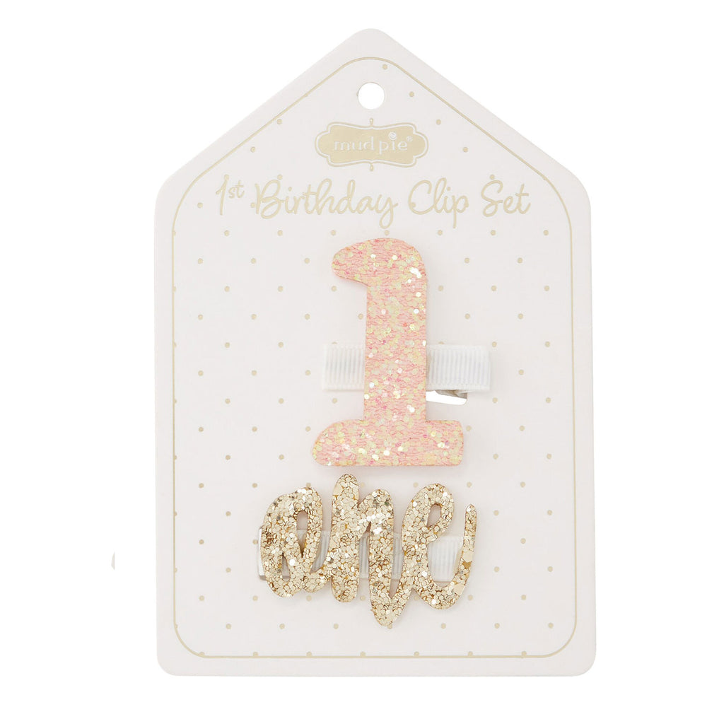 
            
                Load image into Gallery viewer, Mudpie 1st Birthday Clip Set - Light Pink
            
        