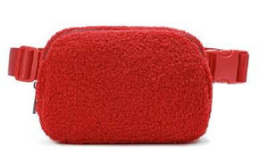 Faux Fur Belt Bag Red
