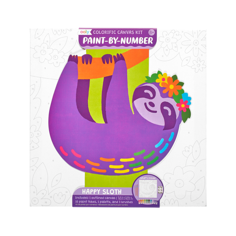 Colorific Canvas Paint By Number Kit - Happy Sloth
